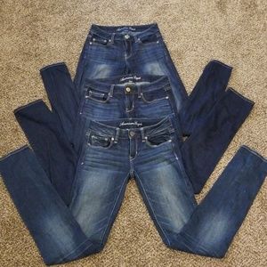 American Eagle set of 3 stretch jeans size 0 long